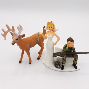 Wedding Reception Ceremony Ball and Chain Camo Deer Hunter Hunting Cake Topper image 2