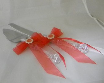 Wedding Reception Party Fireman Firefighter Cake Knife Ceremony Red Bow and Ribbons