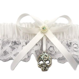 Wedding Reception Ceremony Gothic Motorcycle Sugar Skull Bridal Garter