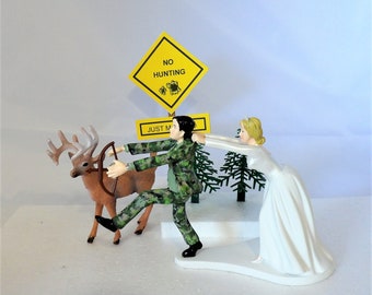 Wedding Reception Camo Groom Bow Arrow Deer Hunter Hunting Cake Topper