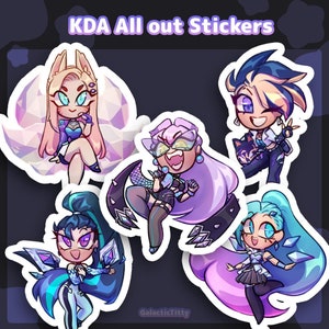 KDA All Out Stickers - League of legends (Akali Ahri Seraphine Evelynn Kai'sa)