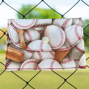 Billetera infantil de tela de algodón plegable con cierre a presión, tarjetero, regalo para niños pequeños, ideal para aficionados al béisbol y al sóftbol.