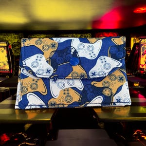 Cartera Gamer de tela de algodón plegable con cierre a presión, tarjetero, ideal como regalo para niños pequeños.