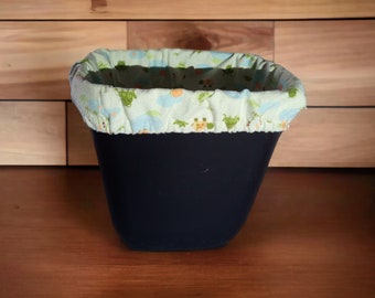 Reusable Trash Bags Washable Small Wastebasket Liner, Upcycled Flannel Bag