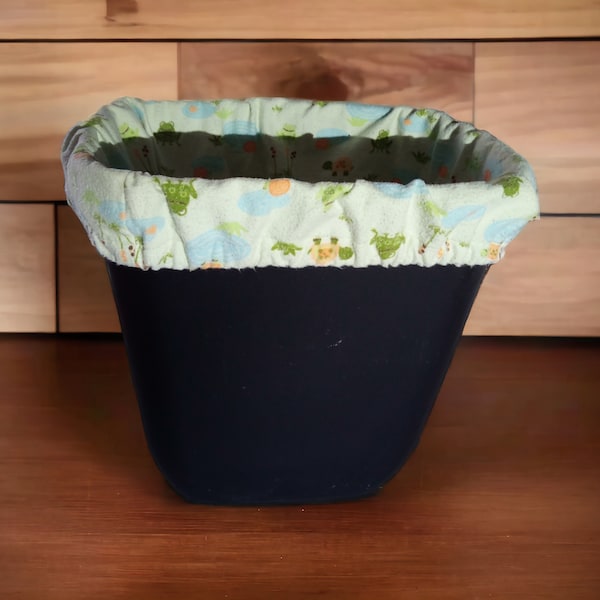 Reusable Trash Bags Washable Small Wastebasket Liner, Upcycled Flannel Bag