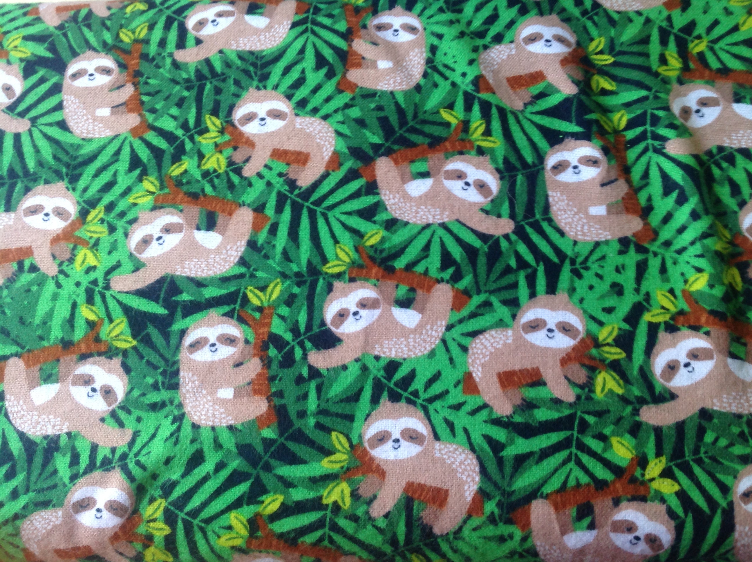 Sloth fabric sloth flannel fabric sloth cotton fabric | Etsy