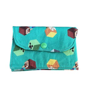 Cartera plegable de Minecraft de tela de algodón con cierre a presión, tarjetero, ideal como regalo para niños pequeños.