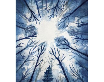 Blue Forest Art Etsy