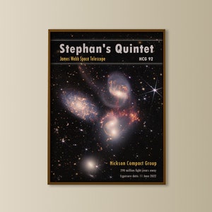 James Webb space telescope print, James Webb poster, space lover gift, nasa space prints, astronomy poster, space decor, Stephan&#39;s Quintet