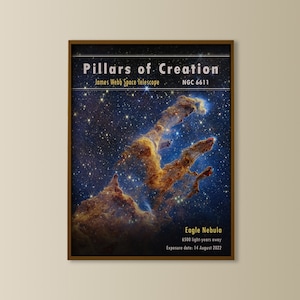 Stampe spaziali NASA, decorazioni per stanze spaziali, telescopio spaziale James Webb della NASA, poster di astronomia, stampa dei Pilastri della creazione di Webb, arte murale sullo spazio oscuro