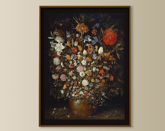 Blumenwandbild, stimmungsvoller Vintage Blumendruck, Blumenmalerei über dem Bett, Blumenölbild, modernes Wohndekor, 24x36x36 cm Blumenrelief