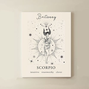 personalized scorpio zodiac print, astrology wall art, scorpio zodiac gift, custom scorpio print, personalized scorpio gift, scorpio art