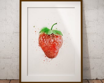 strawberry art print berries watercolor strawberry print kitchen art watercolor painting still life print wall decor watercolor fruit print