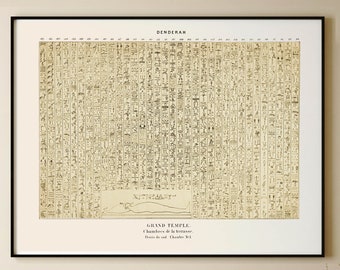 hieroglyph art print, egyptian decor, eqyptian art, dendarah temple, archeology gift, hieroglyphics, ancient wall art, ancient civilization