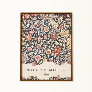 stampa rosso scuro di william morris, poster su tela morris, arte murale floreale, arte murale pronta da appendere, fiori bordeaux, arte vittoriana, morris and co
