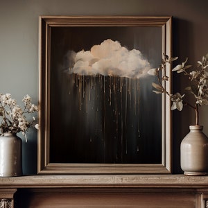 Rain Cloud Print, Moody Cloud Print, Cloud Oil Painting Wall Art, Vintage, Dark Academia Print, Moody Cottagecore, Abstract Wall Art, Black