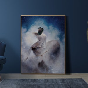 Mermaid Print, Siren Print, Mermaid Decor, Fantasy Art Print, Ethereal Bathroom Print, Coastal Prints, Nautical Art, Woman And Sea Painting