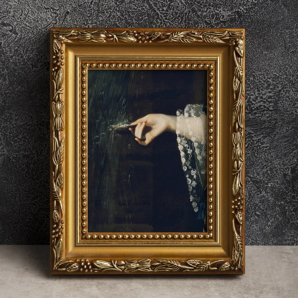 stimmungsvolles Vintage-Porträtgemälde, Vintage-Frauenmodedruck, viktorianische Wandkunst, dunkelstimmungsvoller antiker 8x10-Kunstdruck, surreales Gemälde, Spitze