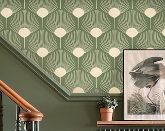 Sage Green Geometric Wallpaper, Abstract, Geometric Pattern, Green Peel And Stick Wallpaper Bedroom, Modern Wallpaper, Removable, Renters