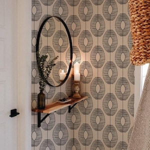 Elegant Geometric Wallpaper, Black and White Geometric Wallpaper, Abstract Geometric Pattern, Peel And Stick Wallpaper, Modern, Removable