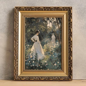 Woman in the Garden Print, Summer Garden Painting, Canvas Wall Art, Vintage Woman Art Print, Gift for Gardener, Garden Oil Painting