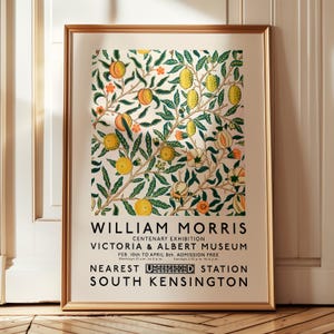 stampa di frutta di william morris, stampa di agrumi, arte murale di william morris, arte colorata, decorazione da cucina con limoni, arte murale di frutta, art nouveau