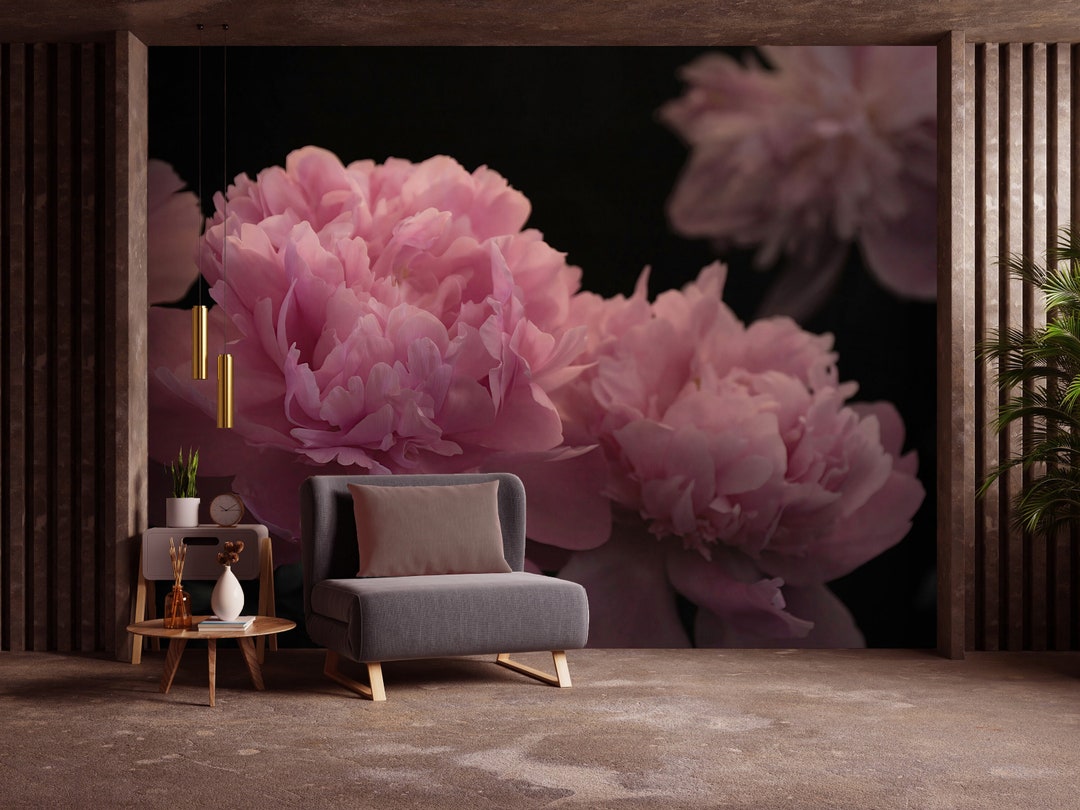 Moody Wallpaper, Peony Wallpaper, Dark Peony Wall Mural, Dark Floral ...