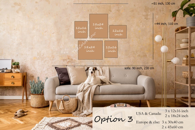 K&ouml;nnte beinhalten: Option 3 f&uuml;r eine Wandkunst-Anordnung mit 3 Drucken im Format 12x16 Zoll und 2 Drucken im Format 18x24 Zoll. USA & Kanada: 3 x 12x16 Zoll, 2 x 18x24 Zoll. Europa & andere: 3 x 30x40 cm, 2 x 45x60 cm.