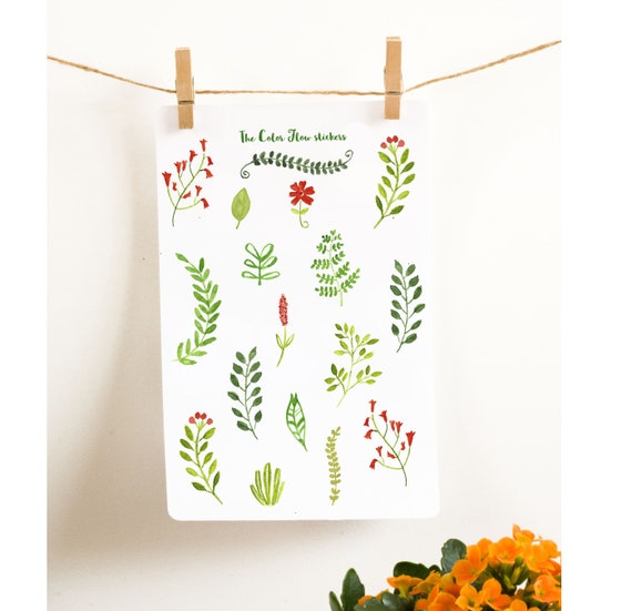 Botanical Plant and flower Bullet Journal Sticker Set