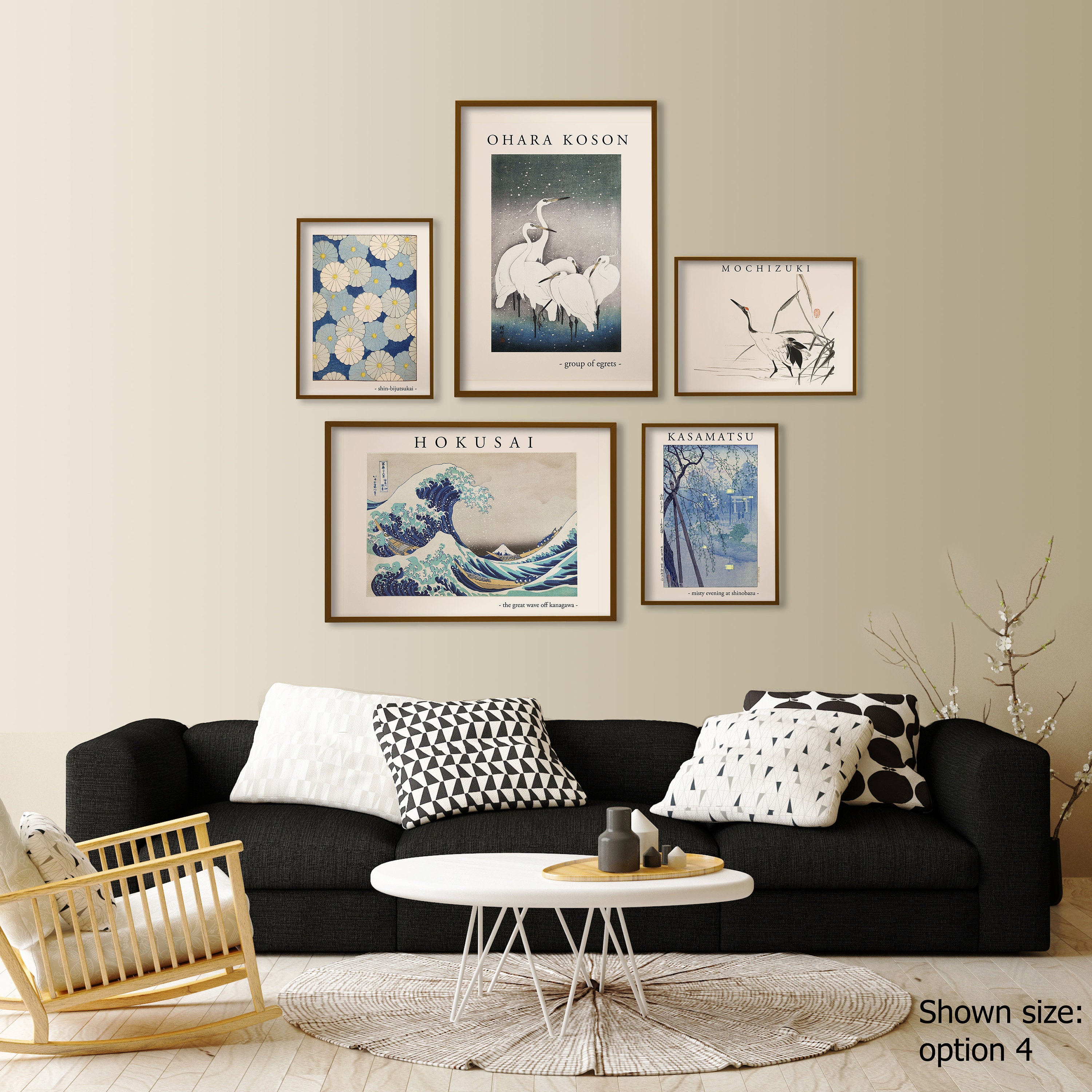 Japanese Gallery Wall Art Set of 5 Asian Art Print, Blue