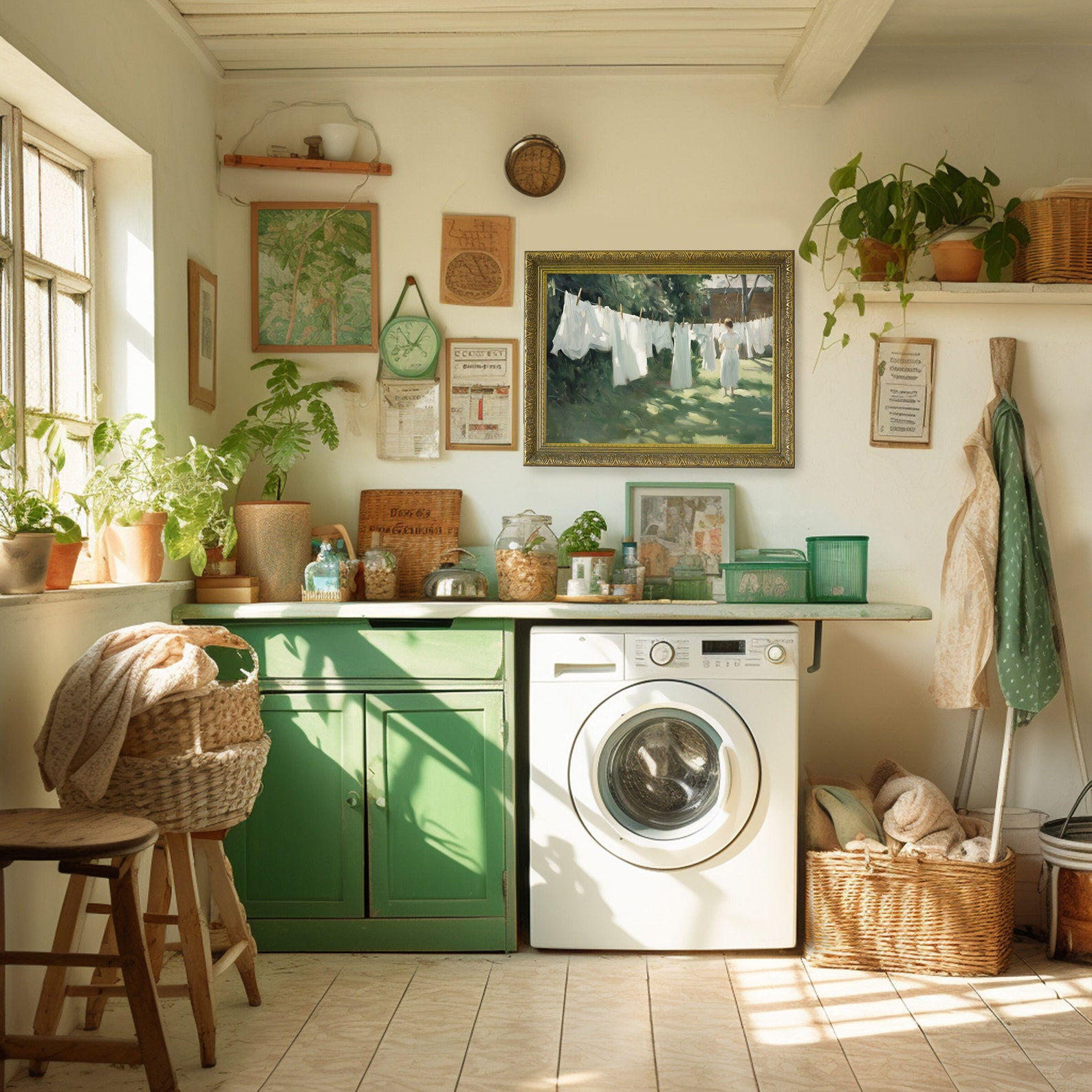 Vintage Laundry Room Wall Art Print, Laundry Line Print, Laundry Art ...