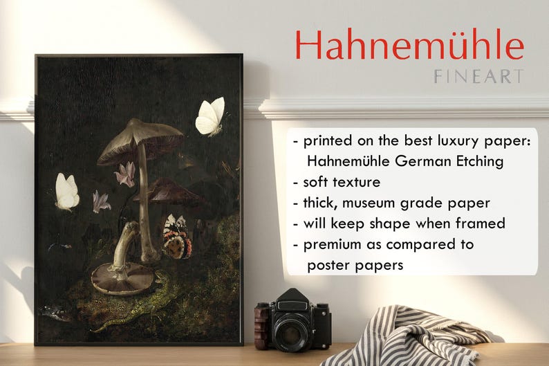 Dark Cottagecore Art Print, Moody Dark Academia Wall Art, Dark Botanical Print, Moody Oil Painting, Mushroom Print, Dark Forest Goblincore image 9