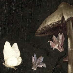 Dark Cottagecore Art Print, Moody Dark Academia Wall Art, Dark Botanical Print, Moody Oil Painting, Mushroom Print, Dark Forest Goblincore image 6