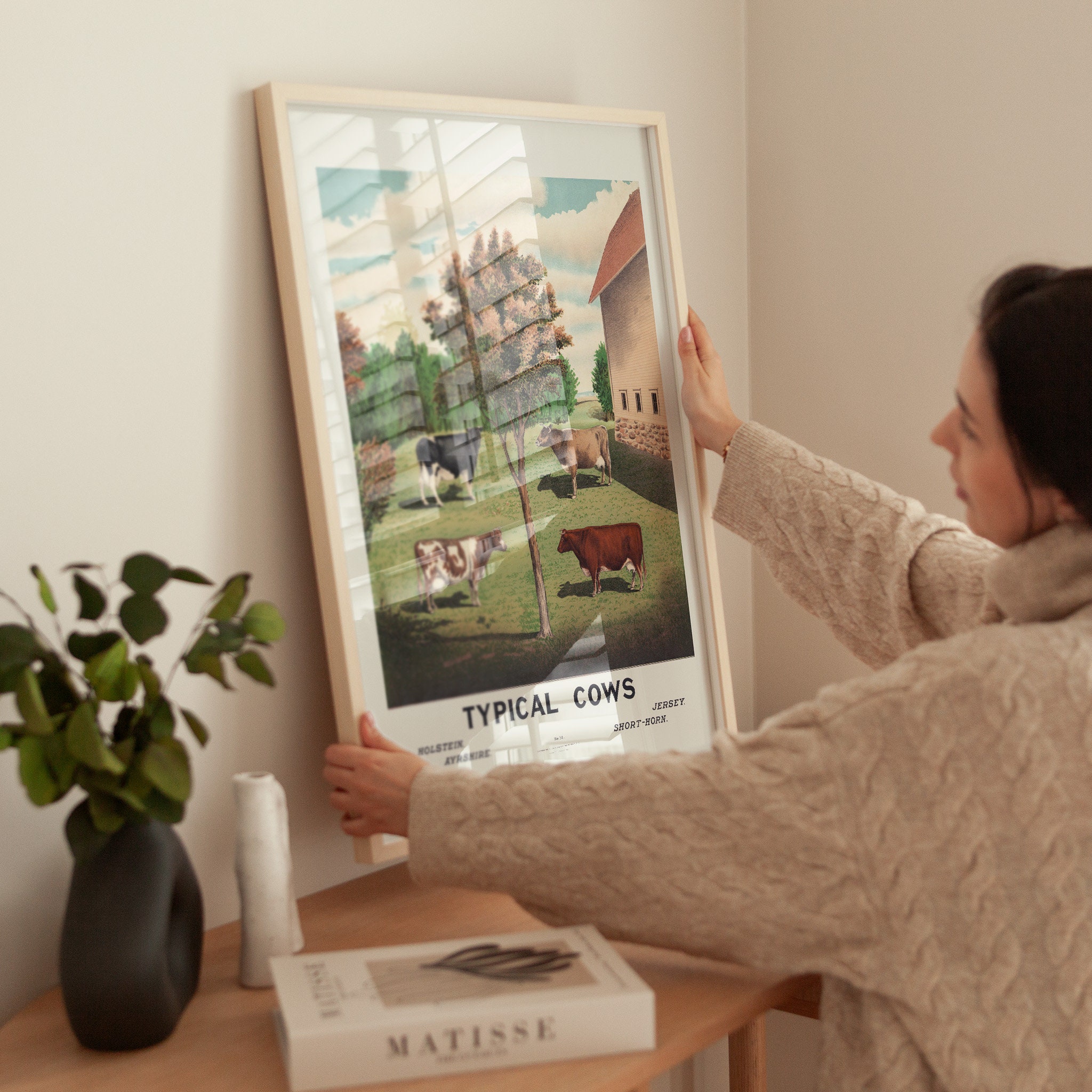 Poster Master Vintage-Kuh Druck – Retro Bauernhof Kunst Für Wohnzimmer, Küche Oder Bauernhaus (20,3 X 25,4 Cm, Ungerahmt)