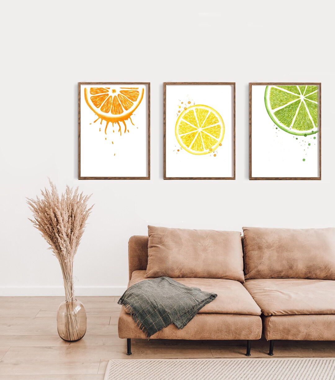 add a touch of nature to your kitchen with citrus... Lemon Kitchen Decor, Watercolor Fruit Citrus Print Set of Three ...