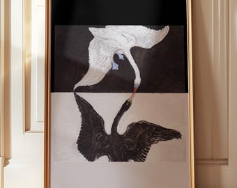 Swan Art Print by Halima Af Klint, Minimalist Black and White
