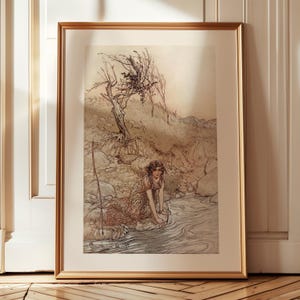 Impression Hermia, art mural Shakespeare, Songe d&#39;une nuit d&#39;été, impression Arthur Rackham, affiche d&#39;art féerique, conte de fées, cadeau pour rat de bibliothèque, littérature