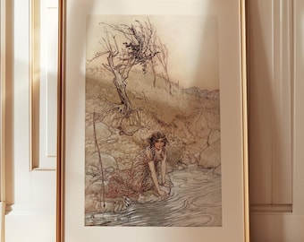 Hermia print, Shakespeare wall art, A Midsummer Night's Dream, Arthur Rackham print, fairy art poster, fairy tale, bookworm gift, literature