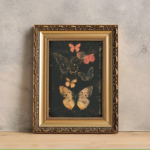 Impression papillon foncé, impression Cottagecore sombre, art papillon vintage, impression papillon noir, affiche insecte vintage, Dark Academia, art de mauvaise humeur