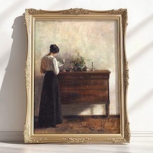 Antique Woman Painting, Vintage Portrait Woman Reading, Carl Holsoe, portrait print, interior design print, bookworm gift for her