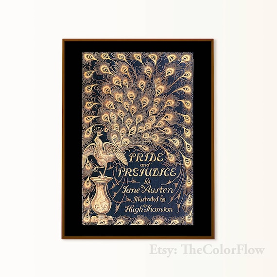 pride and prejudice art, reading nook art, gift for Jane Austen fan, book cover print, literary gifts for her, literature wall art, bookworm