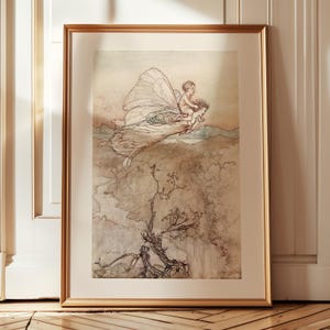 A Midsummer Night&#39;s Dream, Arthur Rackham print, Shakespeare print, Titania sends Indian prince to Oberon, changeling boy, fairy art poster