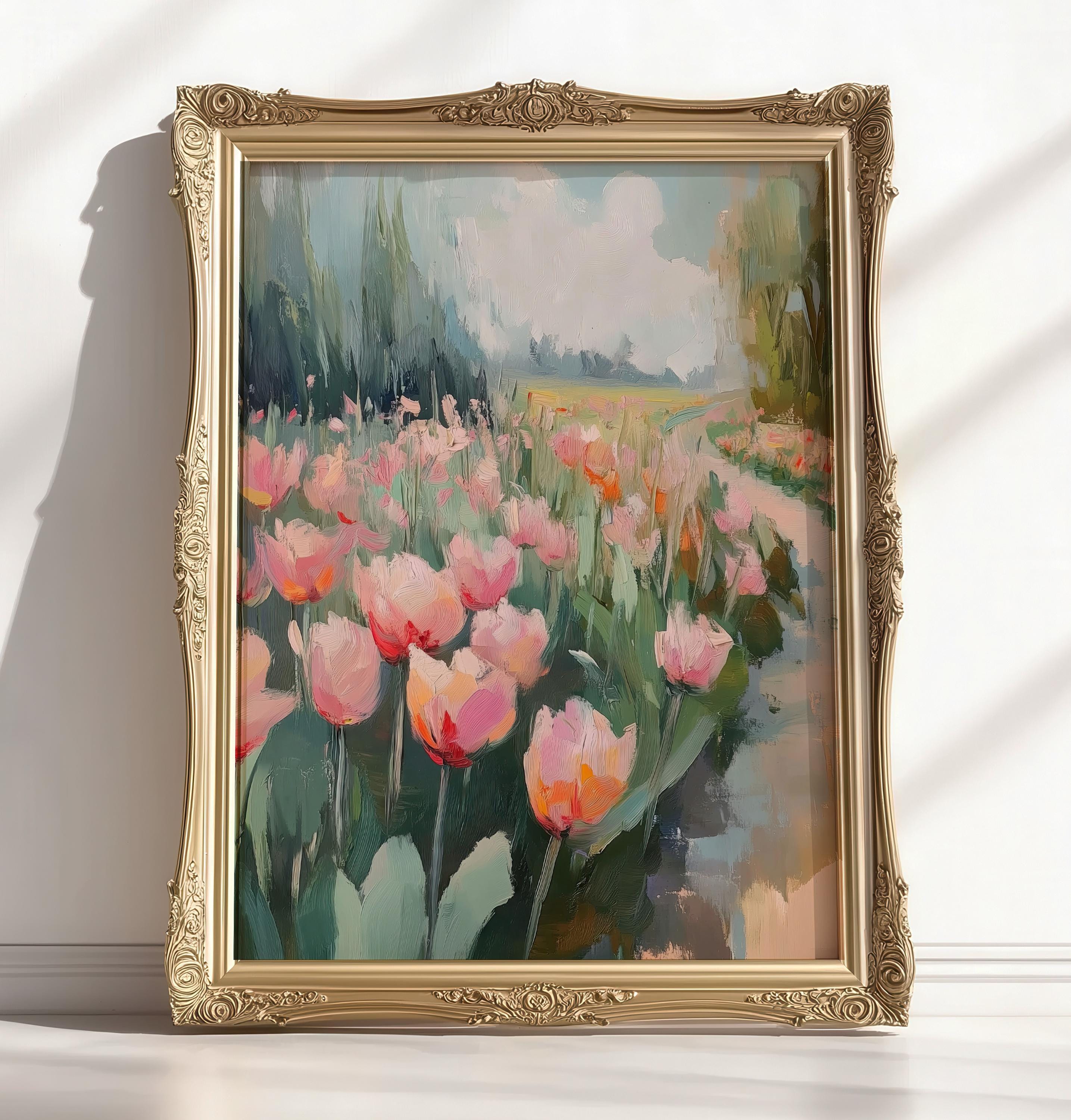 Summer Tulip Print, Spring Tulip Field Wall Art, Floral Spring Wall Art ...