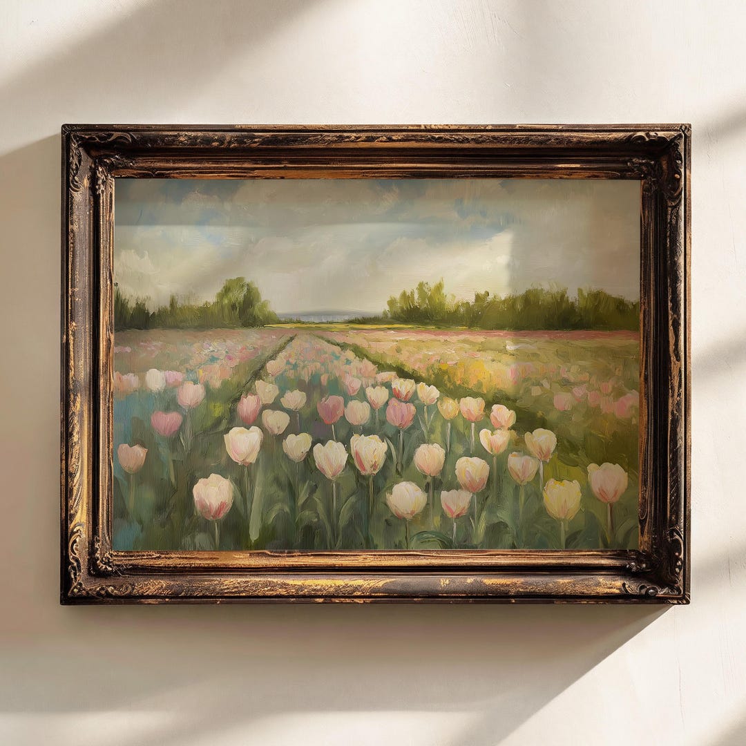 Tulip Wall Art, Spring Print of Tulip Field, Spring Art Print, Tulip ...