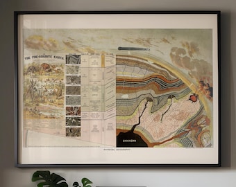 Impresión de geología, sección de la corteza terrestre, póster de geología, regalo de geología, arte científico, diagrama de la sección transversal de la tierra, ciencias de la tierra, arte mural industrial