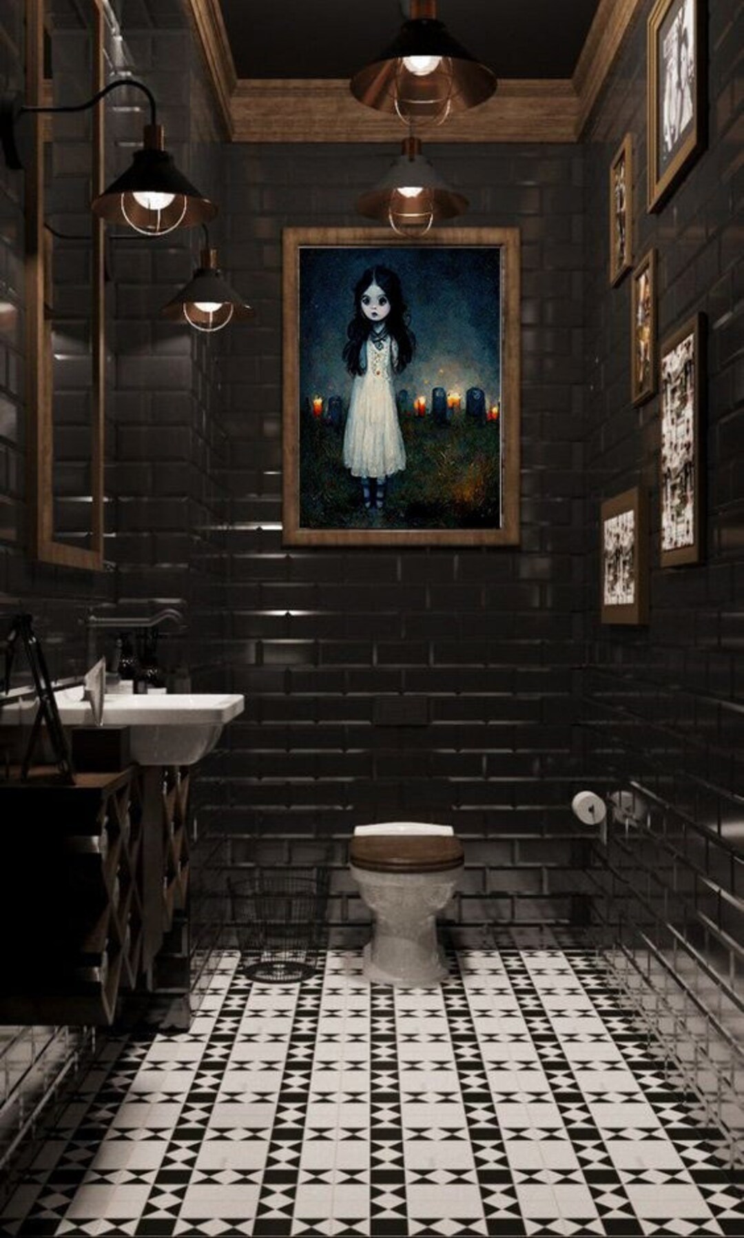 Gothic Art Print, Creepy Halloween Wall Art, Graveyard Decor, Witchy