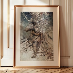 Impression d&#39;Arthur Rackham, cadeau littérature, Songe d&#39;une nuit d&#39;été, estampe Shakespeare, Bottom et sa tête d&#39;âne, décoration de ferme, art élégant