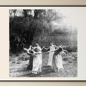 dancing witches photo, circle of witches, witchy print, wiccan, Halloween decoration, nature worship, witchy wall decor, gothic home decor