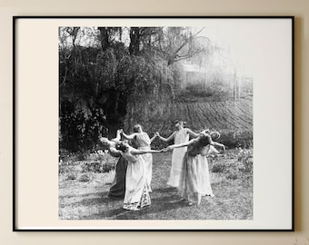 dancing witches photo, circle of witches, witchy print, wiccan, Halloween decoration, nature worship, witchy wall decor, gothic home decor