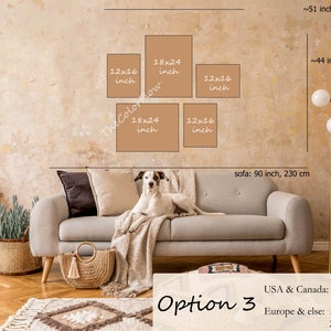 May include: Option 3 for a wall art arrangement with 3 12x16 inch prints and 2 18x24 inch prints. USA & Canada: 3 x 12x16 inch, 2 x 18x24 inch. Europe & else: 3 x 30x40 cm, 2 x 45x60 cm.